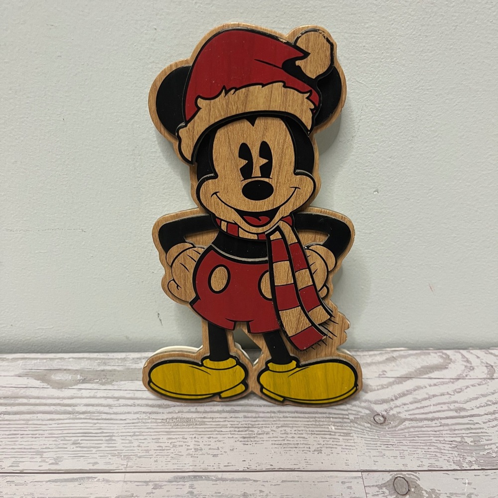 Disney Mickey Mouse Hallmark Signature Wooden Christmas Decor Card